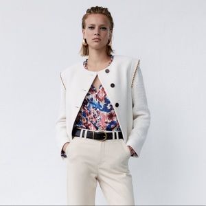 Zara TEXTURED JACKET WITH PRONOUNCED SHOULDERS - NWT